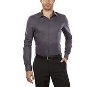 Van Heusen Dress Shirt Slim Fit Flex Collar Stretch Solid Chemise, Charbon, 15 Neck / 34-35 Sleeve Homme