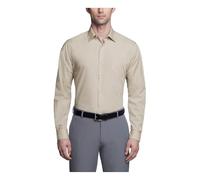 Van Heusen Men's Poplin Fitted Solid Point Collar Dress Shirt, Stone, 17.5" Neck 34"-35" Sleeve