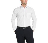 Van Heusen Men's Poplin Fitted Solid Point Collar Dress Shirt, White, 17" Neck 32"-33" Sleeve