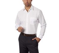 Van Heusen Men's Poplin Fitted Solid Point Collar Dress Shirt, White, 17" Neck 32"-33" Sleeve