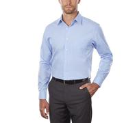 Van Heusen Men's Poplin Regular Fit Solid Point Collar Dress Shirt, Cameo Blue, 16" Neck 34"-35" Sleeve