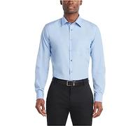 Van Heusen Men's Poplin Regular Fit Solid Point Collar Dress Shirt, Cameo Blue, 17" Neck 32"-33" Sleeve