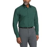 Van Heusen Men's Poplin Regular Fit Solid Point Collar Dress Shirt, Dark Leaf, 15" Neck 32"-33" Sleeve