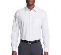 Van Heusen Men's Poplin Regular Fit Solid Point Collar Dress Shirt, Stone, 16" Neck 34"-35" Sleeve