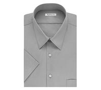 Van Heusen Men's Tall Short Sleeve Poplin Solid Big Fit Dress Shirt, Grey Stone, 20" Neck