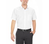 Van Heusen Short Sleeve Dress Shirt Regular Fit Poplin Solid Chemise, Blanc, 46 cm Cou Homme