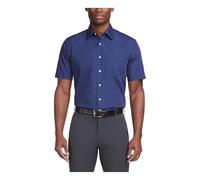Van Heusen Short Sleeve Dress Shirt Regular Fit Poplin Solid Chemise, Bleu Persan, 42 cm Cou Homme