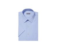 Van Heusen Chemise habillée à Manches Courtes en Popeline Coupe régulière Unie, Camée Bleu, 47 cm Cou Homme