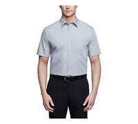Van Heusen Short Sleeve Dress Shirt Regular Fit Poplin Solid Chemise, Gris, 39,37 cm Cou Homme