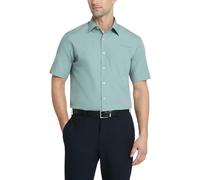 Van Heusen Short Sleeve Dress Shirt Regular Fit Poplin Solid Chemise, Ocean Mist, 38 cm Cou Homme