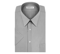 Van Heusen Chemise habillée Unie en Popeline à Manches Courtes, Pierre Grise, 41 cm Cou Homme