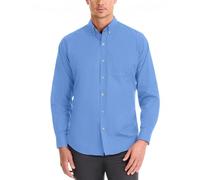 Van Heusen Wrinkle Free Long Sleeve Button Down Shirt Chemise Bouton Bas, Bleu-Riviera Blue, L Homme