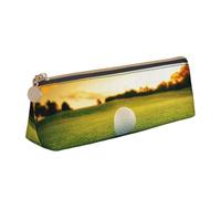 Van in The Beach - Trousse triangulaire imprimée planche de surf et pochette cosmétique - Organiseur en cuir PVC avec fermeture éclair pour l'école, le bureau, les voyages, Sport Golf Ball Sunset Tree