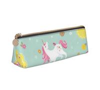 Van in The Beach - Trousse triangulaire imprimée planche de surf et pochette cosmétique - Organiseur en cuir PVC avec fermeture éclair pour l'école, le bureau, les voyages, Licornes roses., One Size