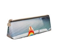 Van in The Beach - Trousse triangulaire imprimée planche de surf et pochette cosmétique - Organiseur en cuir PVC avec fermeture éclair pour l'école, le bureau, les voyages, Van à la plage avec une