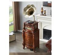 Van Kalente Gramophone vintage avec grand klaxon en laiton, platine phonographe américain classique, armoire rétro pour disque vinyle