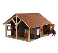 Van Manen - Kids Globe Farming 610167 - Clapier en Bois pour Chevaux - Échelle 1/24 avec 2 Boxes, Atelier, Toit et Portes Mobiles
