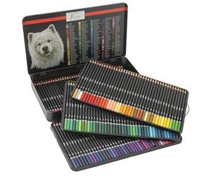 VAN NASSAU FINE ART Ensemble de crayons de couleur professionnels de 160 pièces dans une boîte de présentation en étain | Ensemble de dessin de crayons en bois | Mines colorées de haute qualité | pou