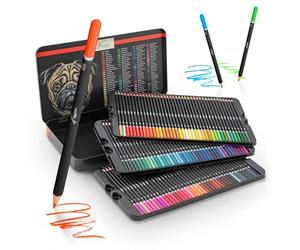 VAN NASSAU FINE ART Lot de 120 Crayons de Couleur Professionnels dans Une boîte de présentation en tôle | Crayons en Bois | Mines de Couleur de qualité supérieure | pour Enfants et Adultes
