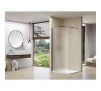 Van Rijn Products ST01 Paroi fixe - 118x200cm - verre satiné - épaisseur 8mm - profil mural - barre de stabilisation - noir ST01ZW120PRGS