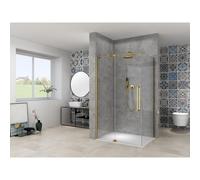 Van Rijn Produits ST08 Paroi fixe 1185-1205 x 2000mm 8 mm Verre clair incl. Traitement du verre Profil mural en laiton mat ST08500120HESB