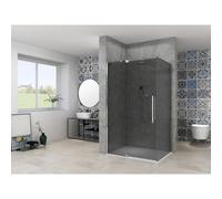 Van Rijn Produits ST08 Paroi fixe 1185-1205 x 2000mm 8 mm Verre fumé gris incl. Traitement du verre Profil mural chrome ST08500120GRCH