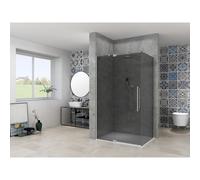 Van Rijn Produits ST08 Paroi fixe 1185-1205 x 2000mm 8 mm Verre fumé gris incl. Traitement du verre Profil mural en inox ST08500120GRBN