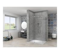 Van Rijn Produits ST08 Paroi fixe 1385-1405 x 2000mm 8 mm Verre clair incl. Traitement du verre Profil mural en inox ST08500140HEBN