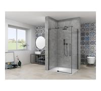 Van Rijn Produits ST08 Paroi fixe 1385-1405 x 2000mm 8 mm Verre clair incl. Traitement du verre Profil mural noir ST08500140HEZW