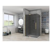 Van Rijn Produits ST08 Paroi fixe 985-1005 x 2000mm 8 mm Verre fumé gris incl. Traitement du verre Mat Profil mural en laiton ST08500100GRSB