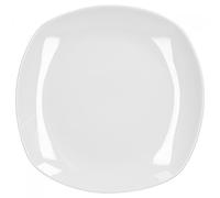Van Well Assiette plate Lilli - 250 x 250 mm - Grande assiette de service - En porcelaine de marque élégante - Blanc classique - Carré