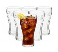 Van Well Coca-Cola Lot de 6 verres à contour calibrés de 0,30 l avec inscription en relief - Passe au lave-vaisselle - Verre classique au design rétro
