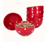 Van Well Emily Lot de 6 bols à céréales en faïence Rouge/blanc à pois Ø 145 mm