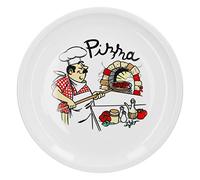 Van Well Grand plateau à pizza Ø 29,5 cm avec motif chef de cuisine Accessoires Gastro Boulangerie Pizza Pâtisserie Stable Porcelaine Vaisselle Plaque de service Antipasti