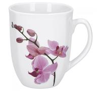 Van Well Kyoto Grande tasse en porcelaine, mug, motif d’orchidée rose/rouge 85 x 85 mm, 300 ml