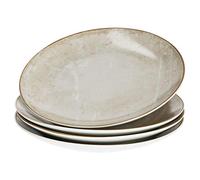 Van Well Loft Lot de 4 assiettes à petit-déjeuner/dessert / gâteau style industriel I Diamètre 20,5 cm I Assiette à gâteau beige I Style industriel