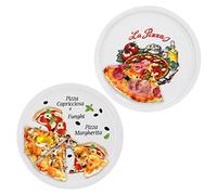 Van Well Lot de 2 plats à pizza en porcelaine à joli motif Napoli & Margherita, 30,5 cm pour pizza ou pâtes, parfaites pour les « gros appétits » ou les présentations