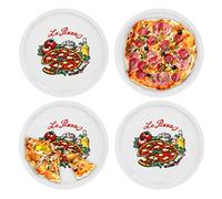 VAN WELL Lot de 4 verres napoli pizza grand modèle - 30,5 cm assiettes en porcelaine avec un joli motif pasta/pizza pour le 'großen hunger'ou une console.
