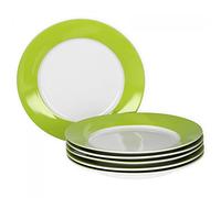 Van Well Lot de 6 Assiettes de petit déjeuner Série Vario Porcelaine - Couleur au choix vert