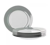 Van Well Lot de 6 assiettes plates série Vario Porcelaine - Couleur au choix gris