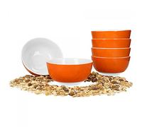 Van Well Lot de 6 bols à céréales, Salade Série Vario Porcelaine - Couleur au choix Orange