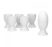 Van Well Lot de 6 Coquetiers Lilli marque élégant pour frühstücksei, Ø 50 mm, support pour œufs, Porcelaine, brillant, classique Blanc, Pied Large