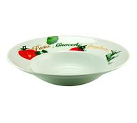 Van Well Milano Assiette à pâtes 27 cm avec motif imprimé I Assiettes à soupe colorées avec large bord I Assiettes à pâtes profondes I Plaque à motif pour servir des plats à nouilles
