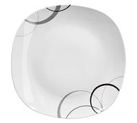 Van Well Plat à buffet Palazzo 28 x 28 cm - Plat de service carré - Plateau XL - Grande assiette - Design abstrait - Vaisselle en porcelaine - Gastro