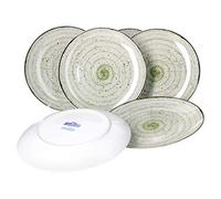 Van Well Riva Set de 6 assiettes plates en porcelaine robuste avec motif -Style campagnard moderne Résistant au micro-ondes et au lave-vaisselle Grandes assiettes Ø 27 cm Assiettes plates 6 pièces