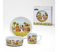 VAN WELL « Ferme » Service de table pour enfant 3 pièces en porcelaine avec tasse, bol et assiette, idéal comme cadeau