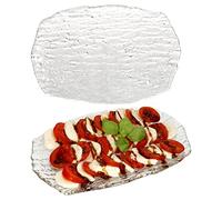 Van Well St Tropez Set 2 plats de service en verre rectangulaire (L x l) 25,5 x 17 cm avec structure et relief Plateau de buffet à gâteaux Poisson et viande Assiette à fromage et à charcuterie