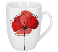Van Well Tasse à café Monika | 300-350 ml | 85 x 85 mm | Tasse Jumbo | Tasse à café XL | Pot à café | Coquelicot | Vaisselle élégante en porcelaine | Gastro