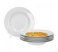 Van Well Trend Lot de 6 Assiettes Creuses profonde Blanc Ø 23 cm Assiette Porcelaine Vaisselle