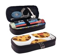 VANANI Chip Cookies Trousse à crayons en cuir imperméable multifonction pour adolescents avec fermeture éclair Convient pour l'école et le bureau, Noir , Taille unique, Trousse de maquillage